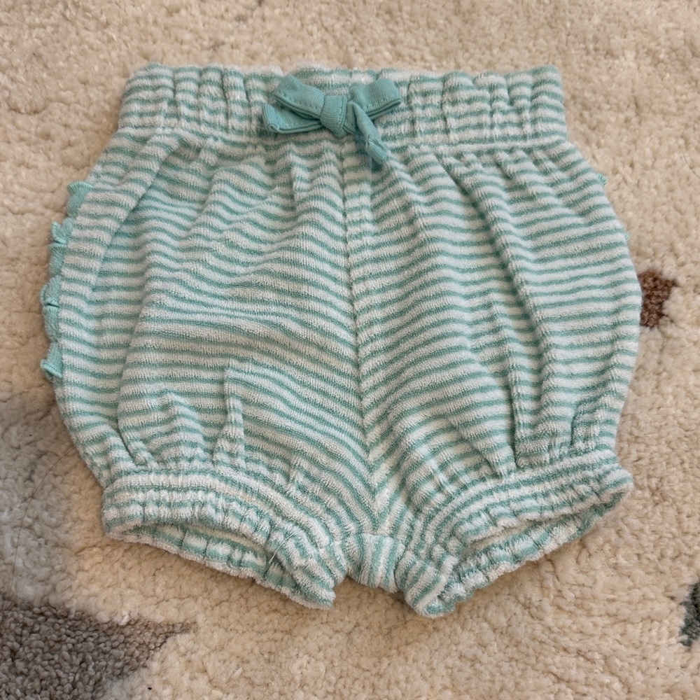 Ruffle Butts Aqua Striped Diaper Cover